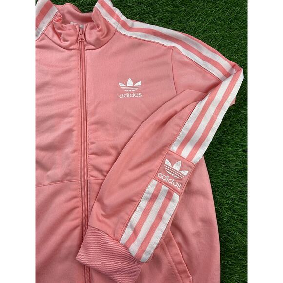 Adidas Originals Kids 3-Stripes Track Jacket Pink White Trefoil Logo Size 9-10Y - Picture 2 of 8